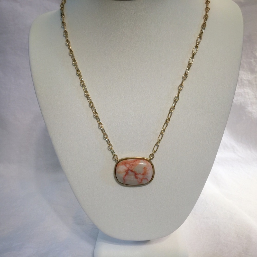 Marbled stone necklace - 19”-22” long